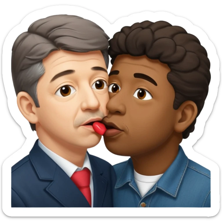 jean luc melenchon qui fait un bisous sur la bouche a une personne noir sticker