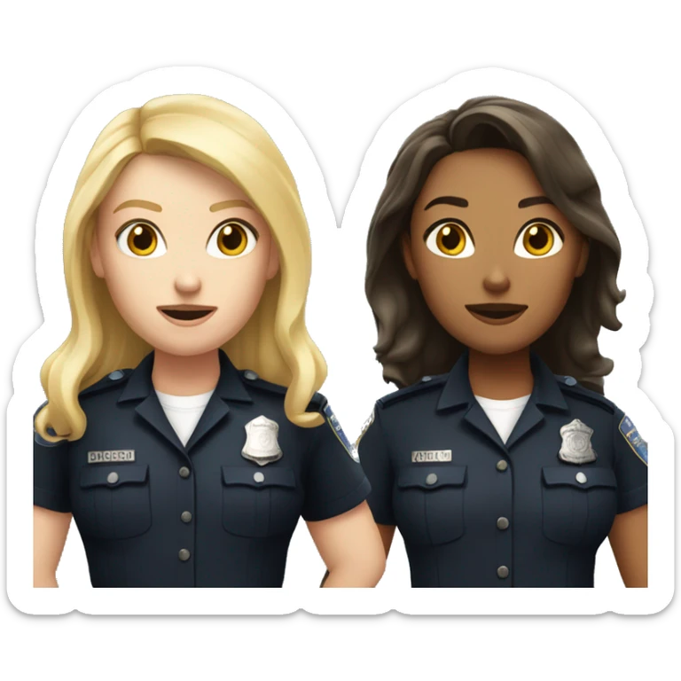 Two police woman (one with long blonde hair and medium skin and the other one with short dark hair and white skin) sticker