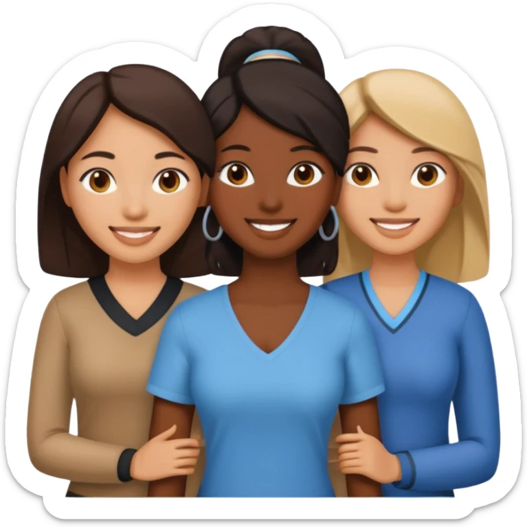 a group of 3 women, one is black, one is asian, one is indian sticker