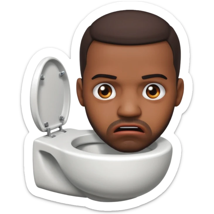 The famous musical artist, drake, drake’s head is putting on an exaggerated angry expression and appears popping his head out of a toilet. sticker