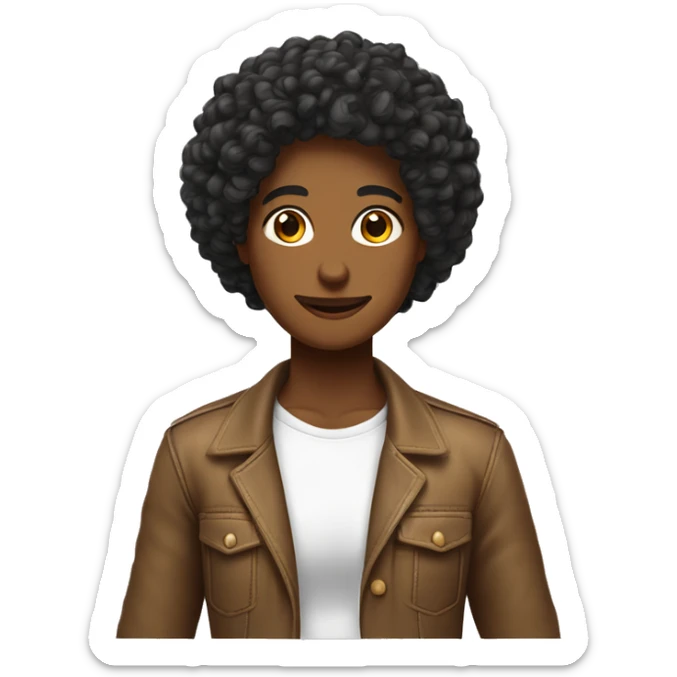 chico negro pelo rizado y chica blanca pelo liso castaño  sticker