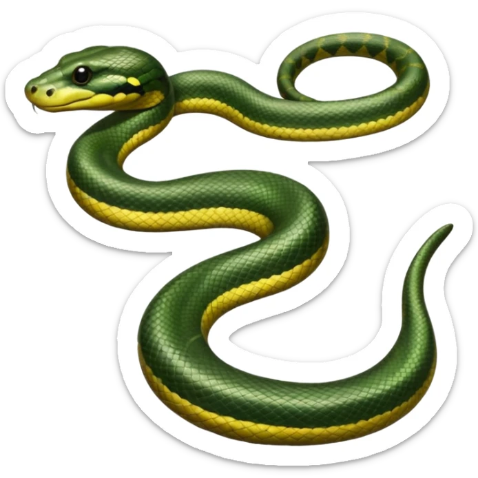 A photo-realistic digital illustration of a Green Anaconda, chest upward, with a broad, flat head, muscular body, and high-set eyes. Its olive-green body is covered with symmetrical, bold black oval spots, and its smooth, glossy scales highlight its large, powerful build. sticker