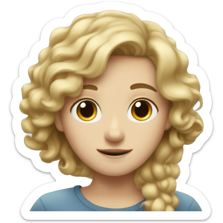 Dark blonde hair girl hugging a boy with black curly hair sticker