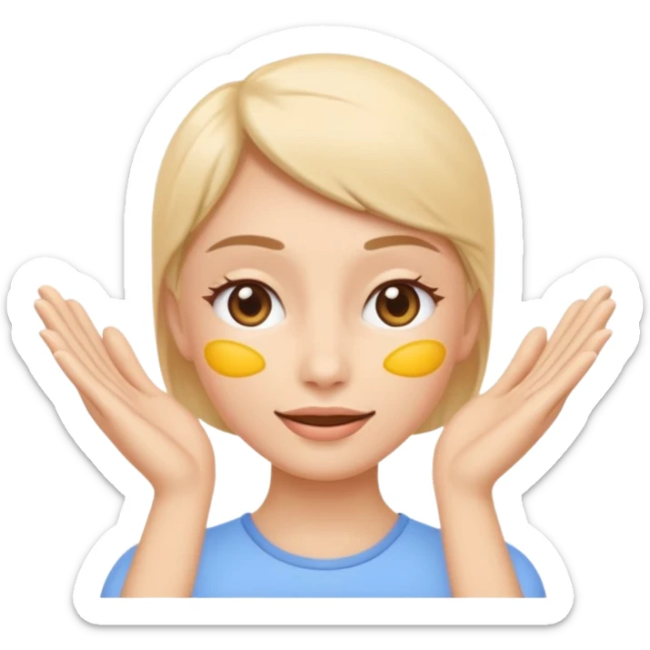 Minimal emoji of a hand lifting facial skin upward, clear skin-tightening gesture, gentle upward motion, natural wellness style, simple and readable icon, no beauty or cosmetic clinic references sticker