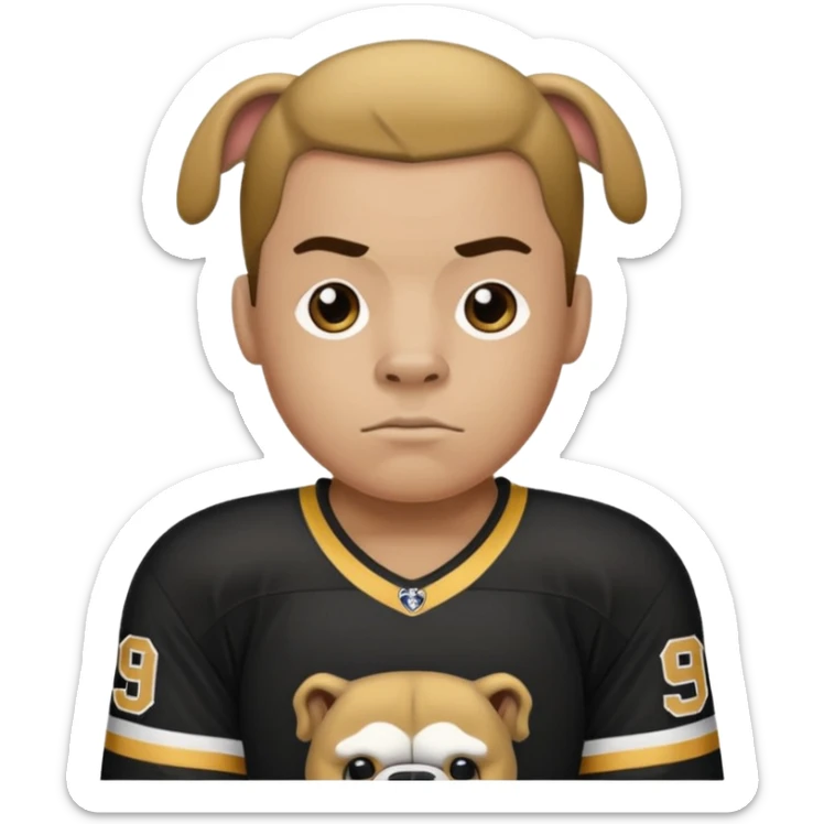 Hockey player in Black and Gold Bulldogs Jersey sticker