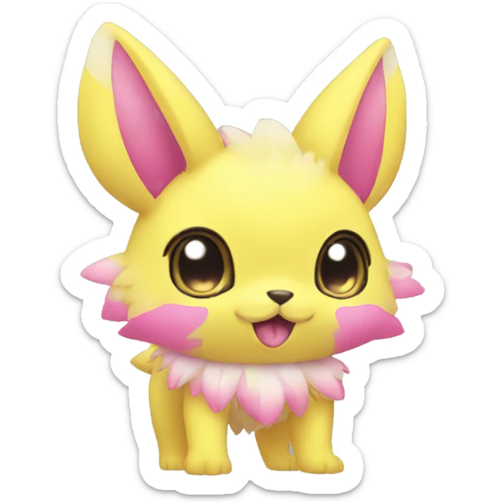 Cute cool yellow pink animal hybrid Fakemon full body sticker