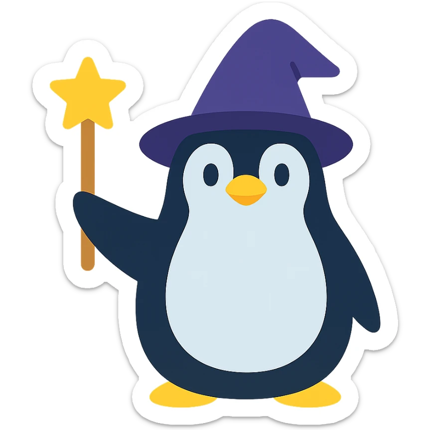 wizard penguin sticker