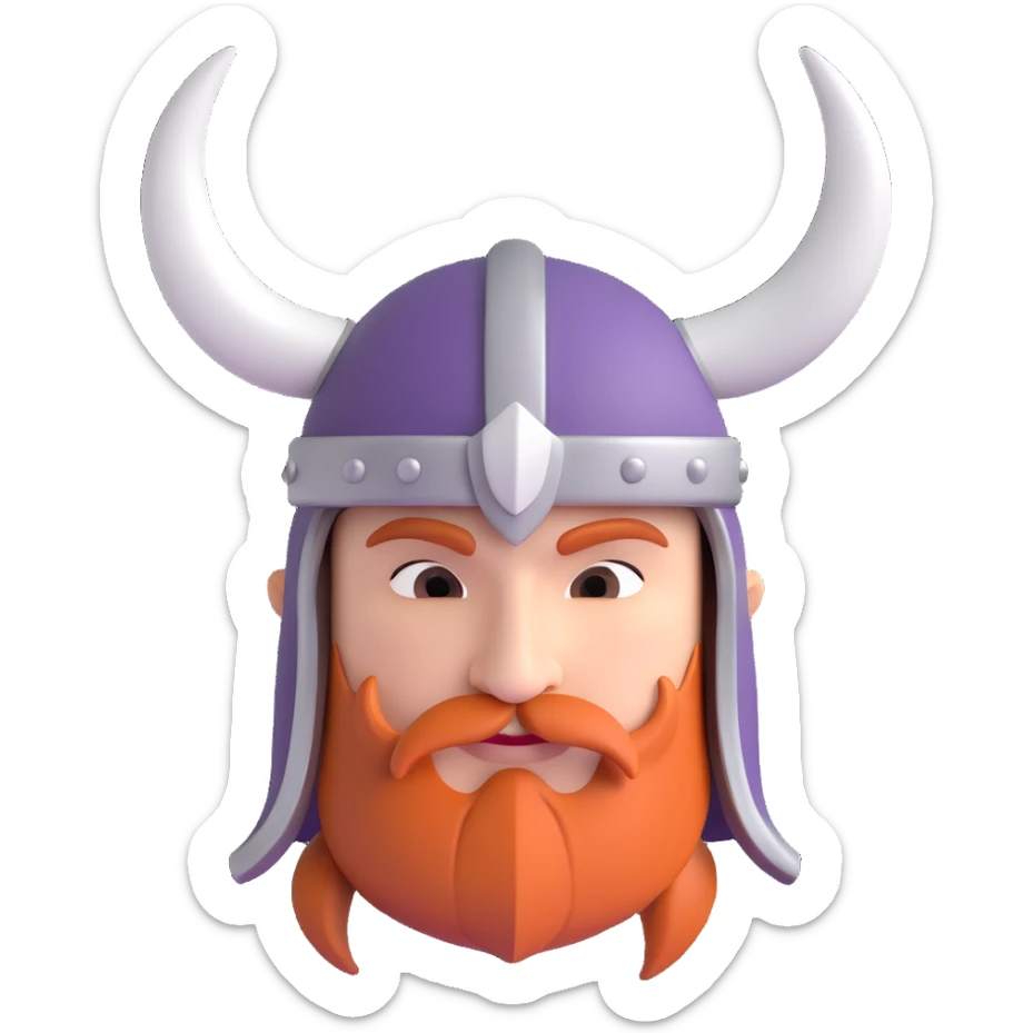 a cartoon viking helmet with white horns, no face, just the hat sticker