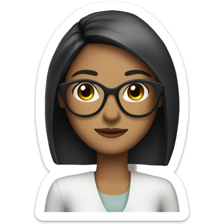 fare skin girl with black long straight hair wearing thin glasses sticker