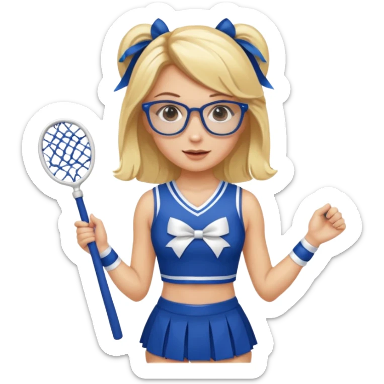  Sexy Dominatrix blonde hair and glasses full body with whip in a cheerleaders outfit  sticker