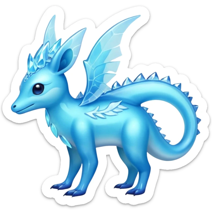 Shiny Exotic Colorful Amaura-Aurorus-Fakémon-hybrid-creature (full body)  sticker
