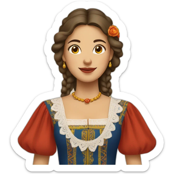 Woman in traditional Valencian dress from Valencia Spain sticker