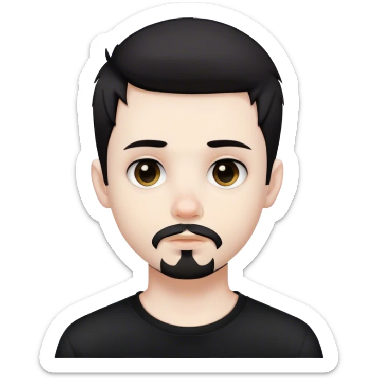 Cute white male, short dark colored hair and facial hair, nose and lip piercing, emo sticker