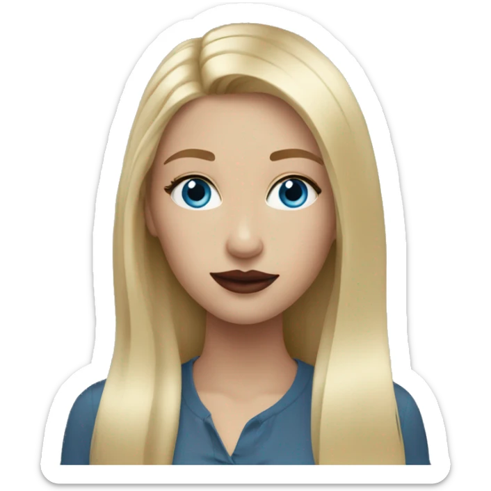 girl long blonde hair blue eyes and bordeaux lipstick sticker