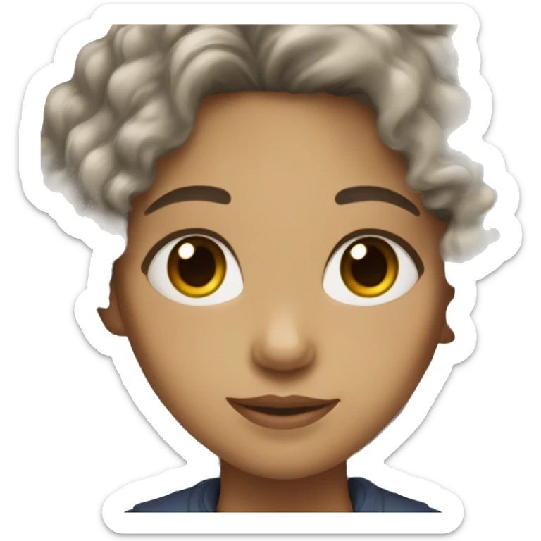 girl long black curly hair and light skin color sticker