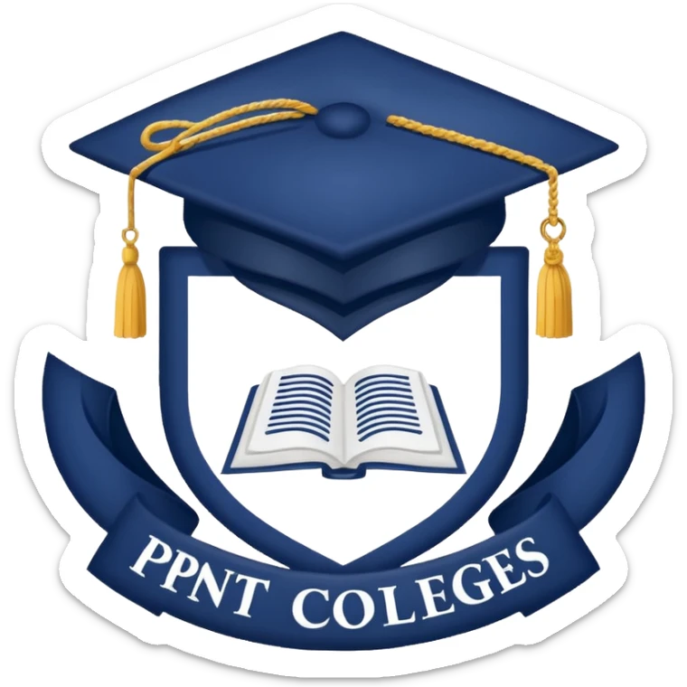 Navy blue with the logo of pntc colleges and lette above the logo sticker