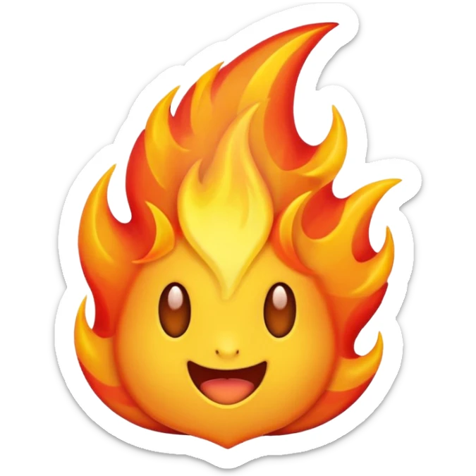 Flame illustrated in a playful and vibrant matte glass style, representing the fun and exciting aspects of the app firecrawl sticker