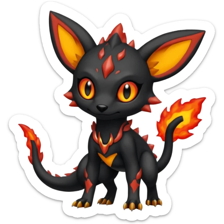 Edgy gothic dark volcanic magma-Salandit-Umbreon-Litten-hybrid-fusion (full body) sticker