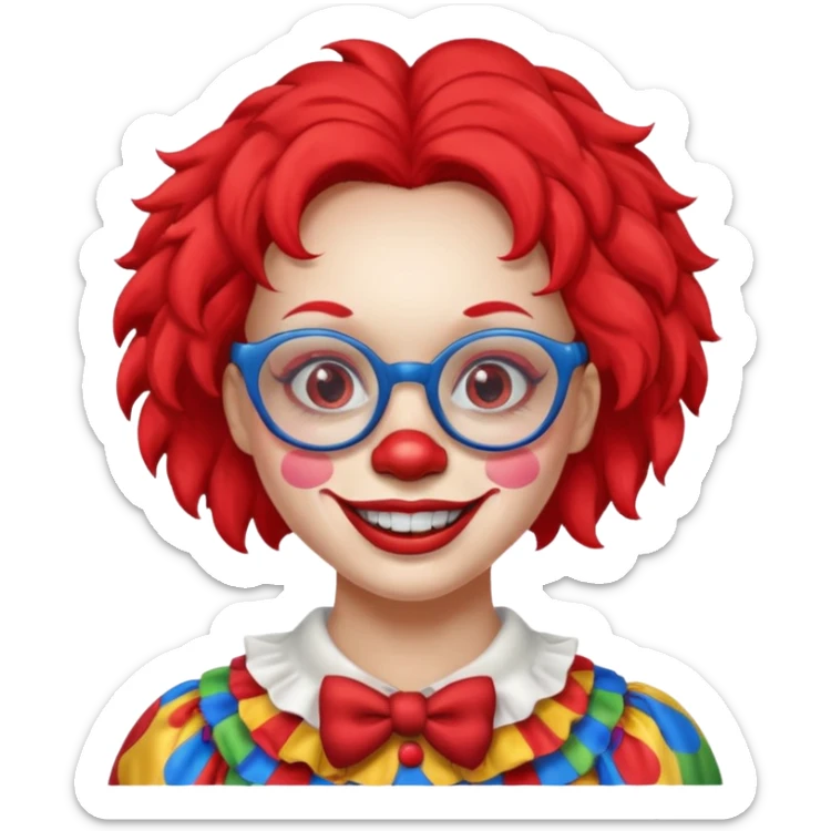 female Clown with glasses sticker