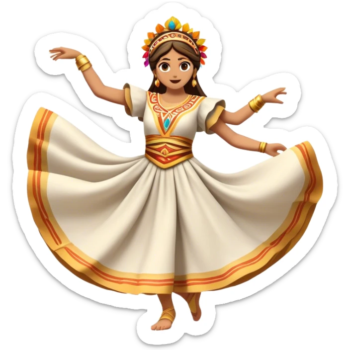 Cinematic Realistic Sirtaki Dance Emoji, depicted as a vibrant traditional Greek dance scene with flowing movements and expressive costumes, rendered with dynamic textures and warm festive lighting that captures its cultural exuberance. sticker