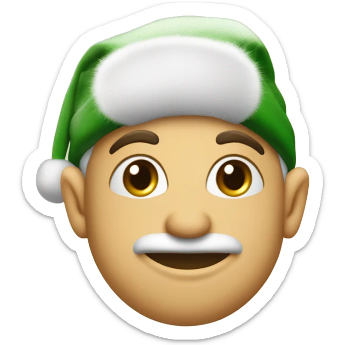 Elfo di natale visto di fronte con un cappello con su scritte le lettere G U sticker