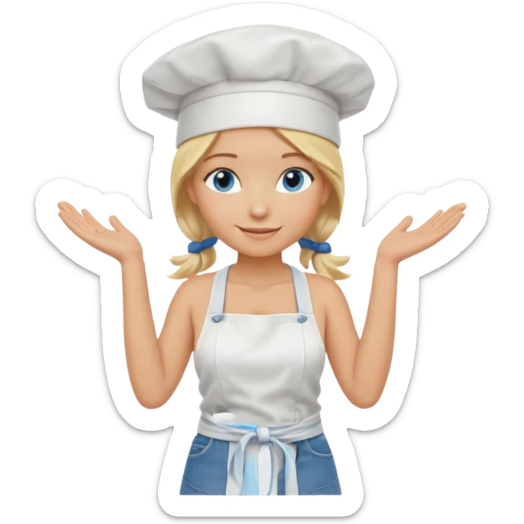 Sexy Full body  pretty
Long Blonde hair blue eyed female chef wearing white tank top, denim shorts and chef hat arms folded sticker