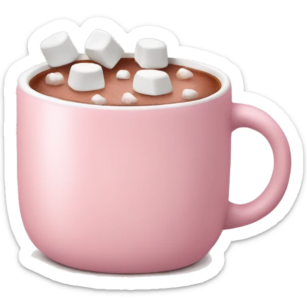 Light Pink mug of hot chocolate with marshmallows  sticker