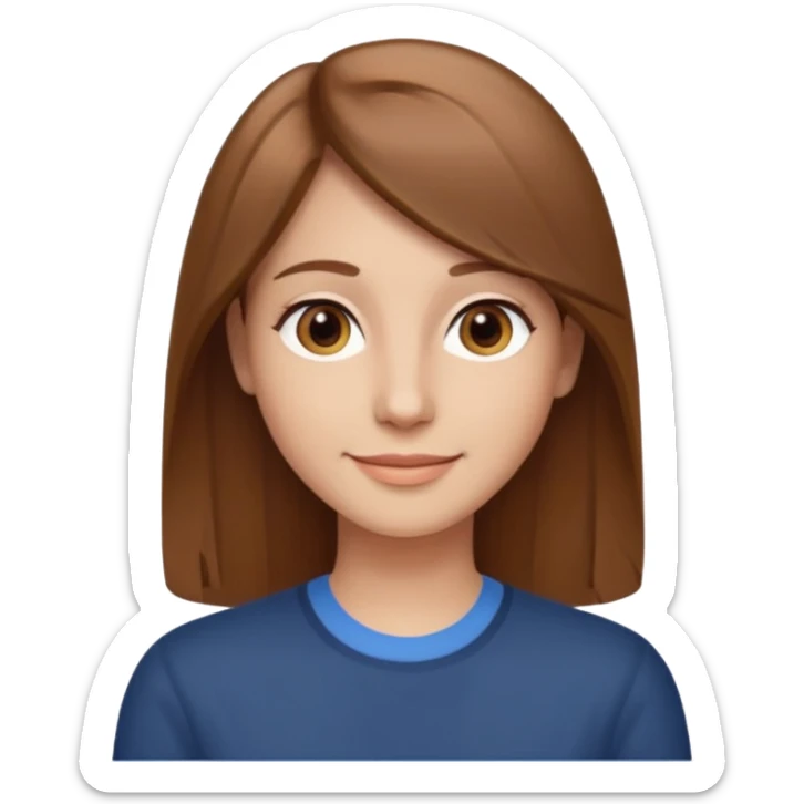 30 yr light brown hair long straight hair, brown eyes, suttle smile sticker