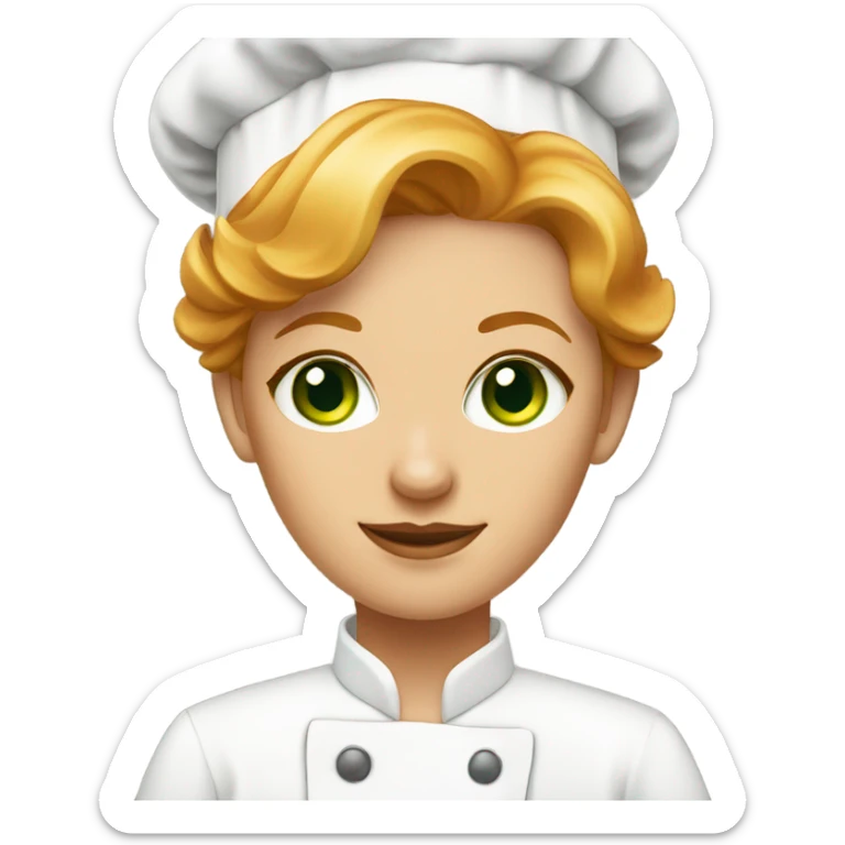 green eyed short strawberry blonde female chef sticker