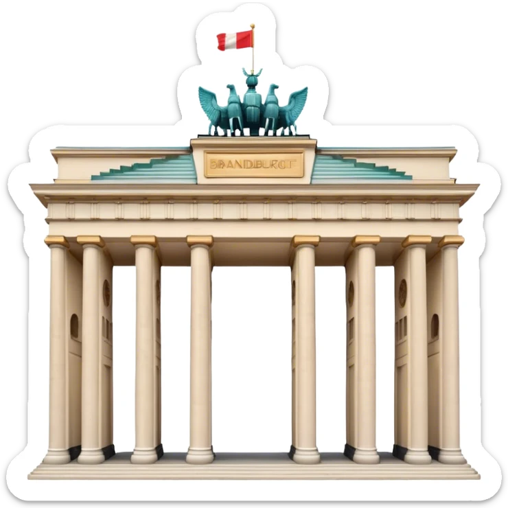 Cinematic Realistic Brandenburg Gate Landmark Emoji, depicted as the iconic neoclassical monument rendered with lifelike detail and dynamic, historic lighting. sticker