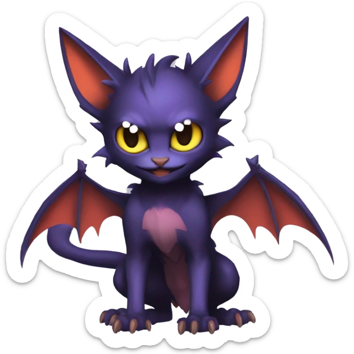 Cool Cute Edgy Bat-Cat-Noivern-Noibat-Litten-Pokémon-Fakémon-hybrid sticker