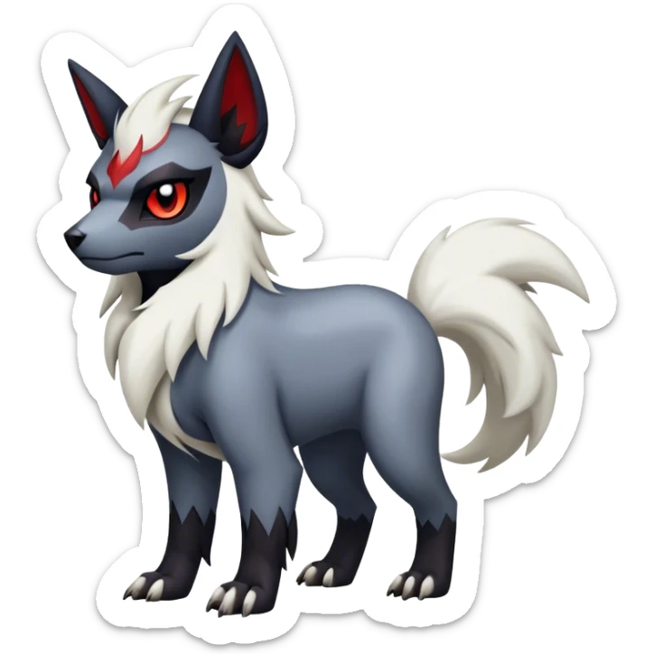 Edgy cool Absol-Zorua-Zangoose-Houndour-Poochyena-creature-hybrid full body  sticker