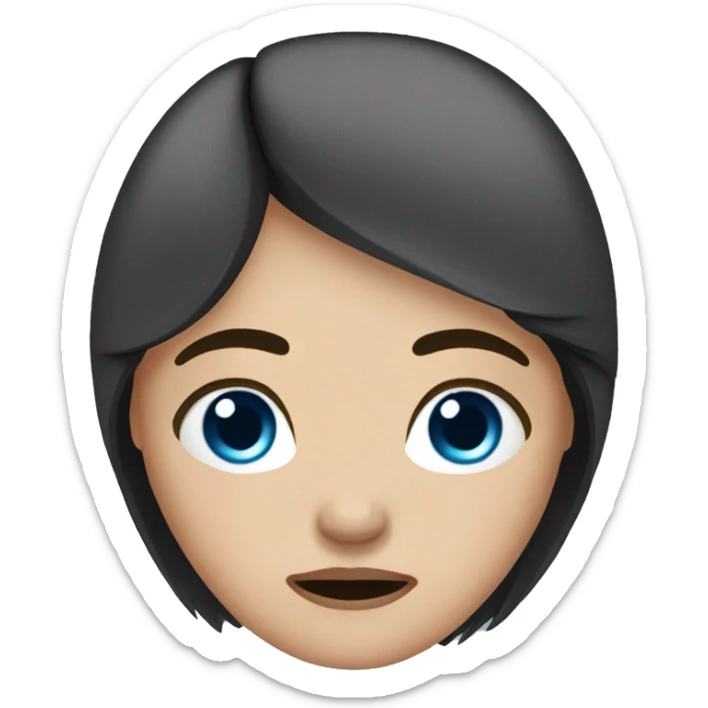 woman with dark brown straight hair and blue eyes crying sticker