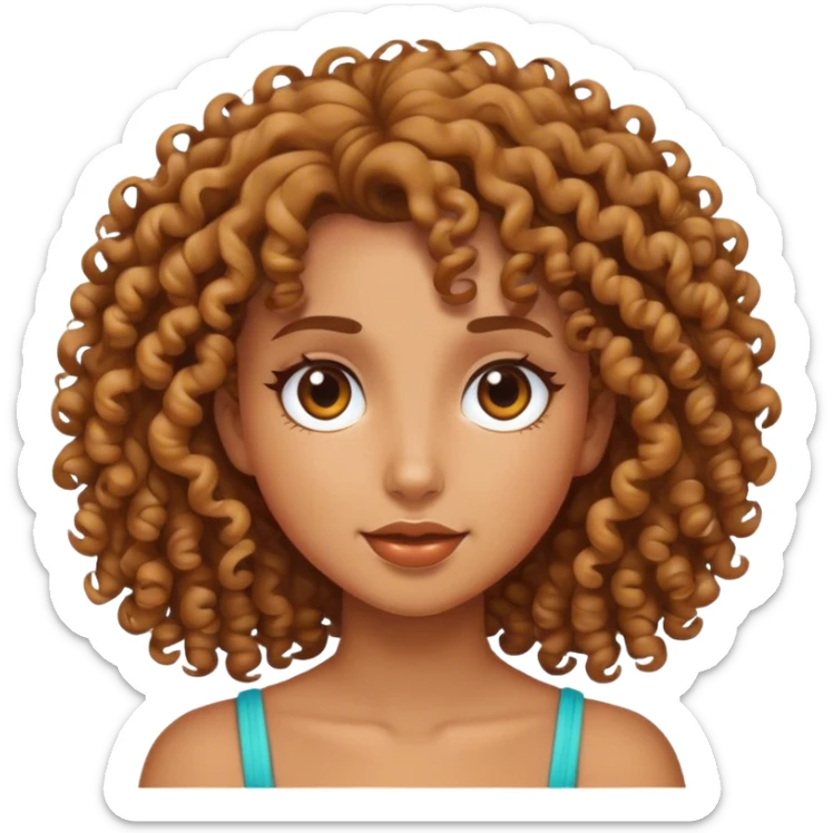 curly hair girl with tan skin  sticker