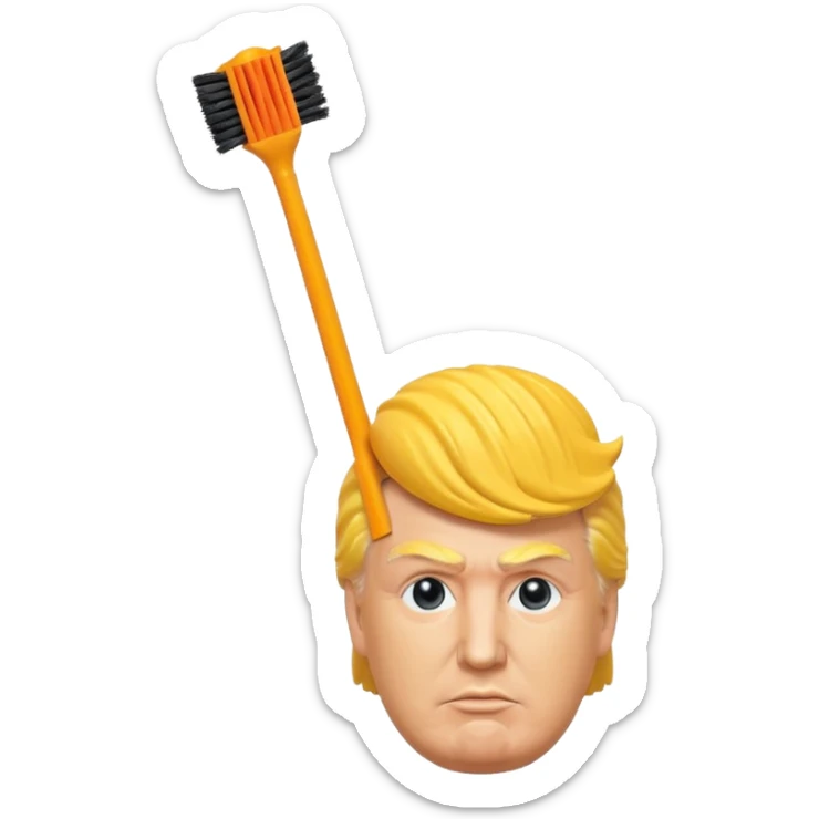 a toilet brush in the shape of donald trump sticker