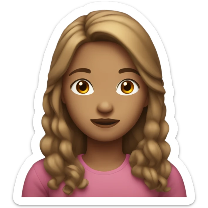 Girl with half up half down hair, with light brown hair, and brown eyes sticker