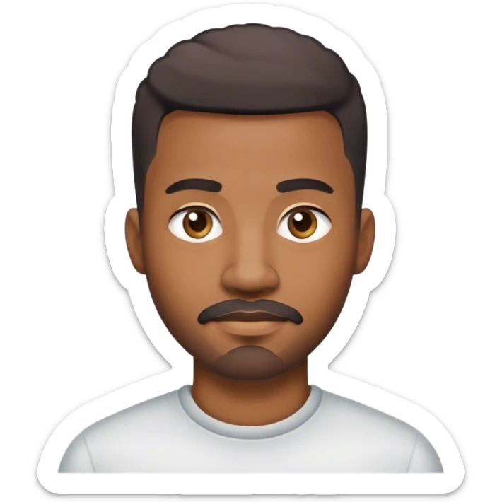 Jeune homme noir, trentaine avec une coupe en degradée, moustache legere et une barbe legere  sticker