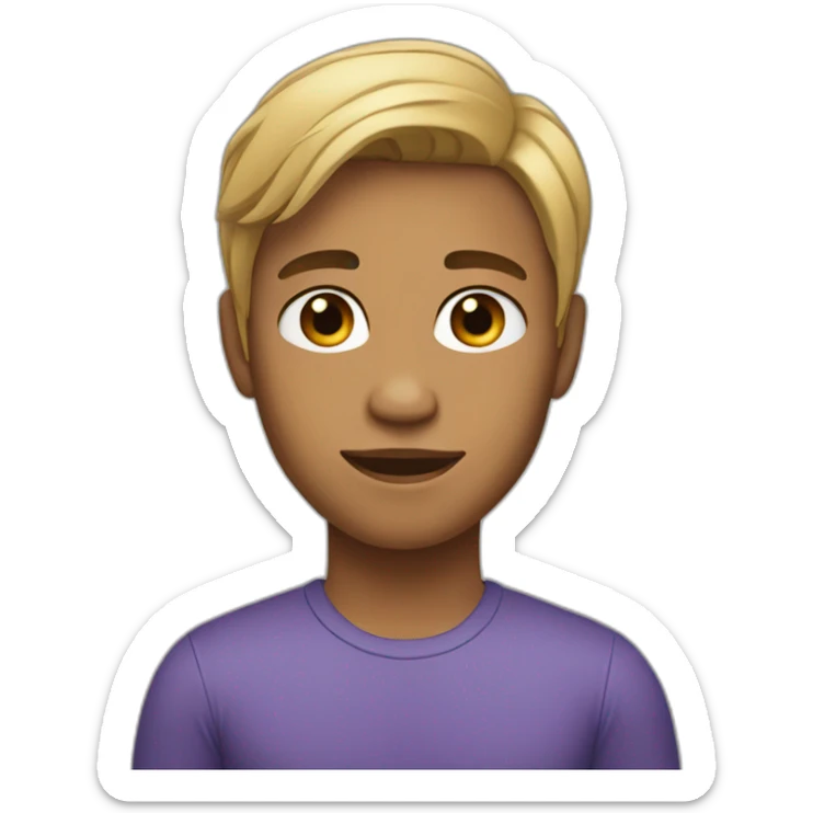 A young adult with tan skin, and a partly black and partly blond hair. sticker
