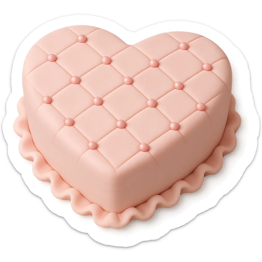 heart-shaped fondant cake with quilted pattern sticker