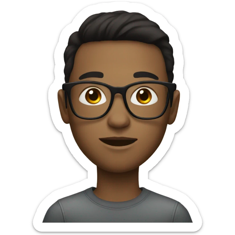 young person with glasses on, dark hair, fair skin sticker