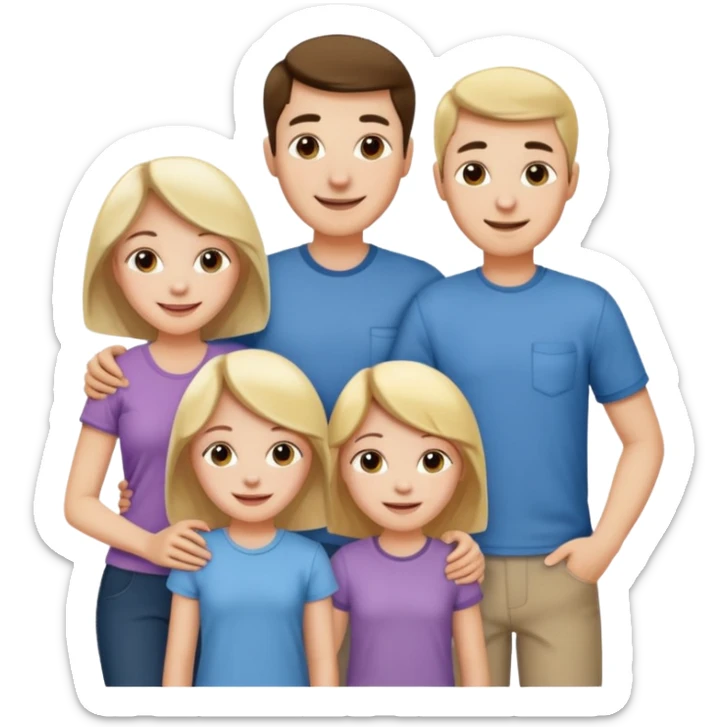 Happy family of 5: mom, dad, two sisters and brother sticker