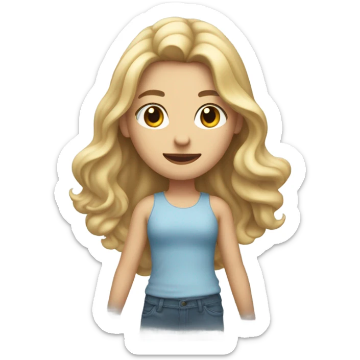 girl with long wavy blonde hair walking with a puff of air behind her sticker