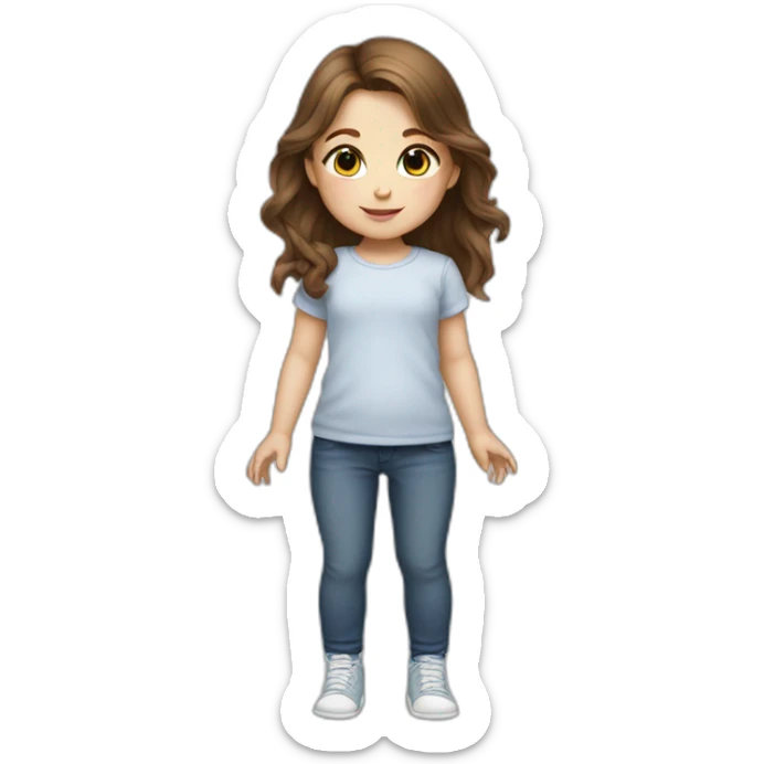 baby girl with brown hair5 and white skin full length sticker