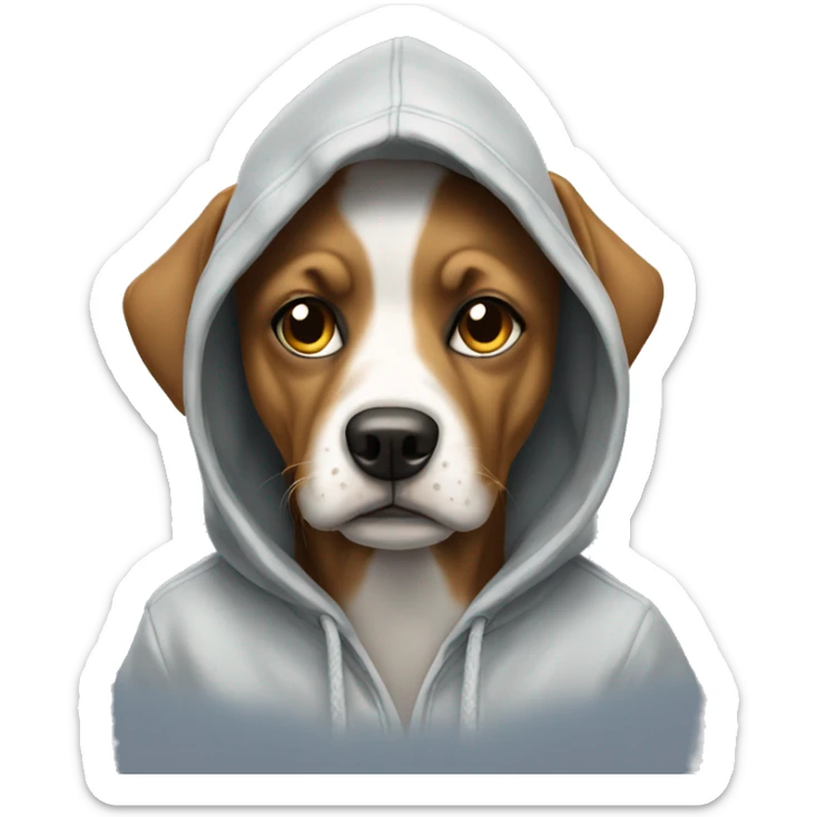 Dog wearing hoodie sticker