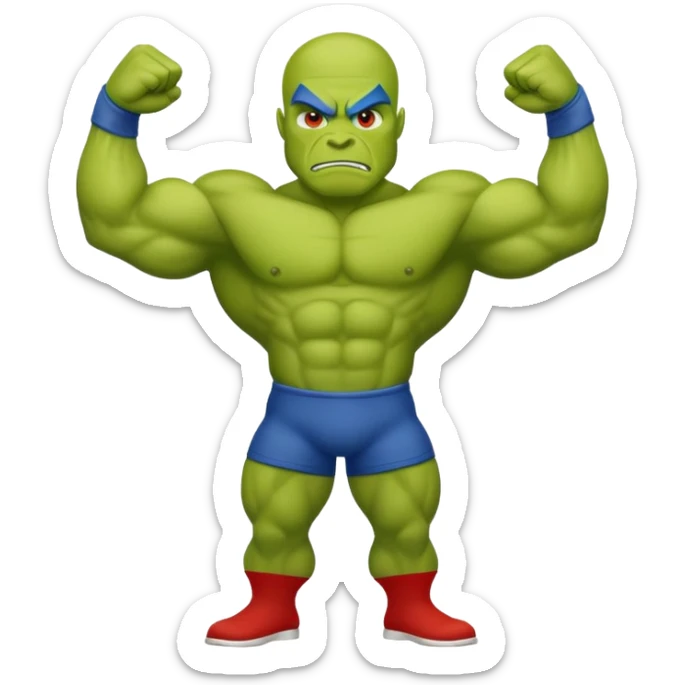 the word GOON with each letter designed to look muscular and strong, with rounded, stylized muscle bulges inspired by the green character's limbs sticker