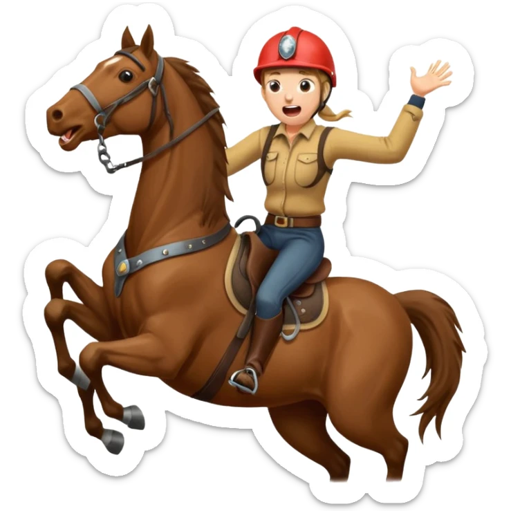 The horse bucks the person while the person screams in pain sticker