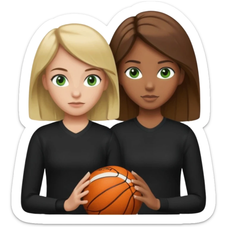 Maman cheveux marrons chemise noir et fille cheveux blond yeux verts tricot sport  sticker