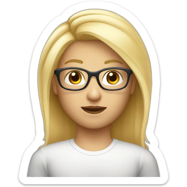 Blonde cheveux raides sportive yeux bleus et lunettes sticker