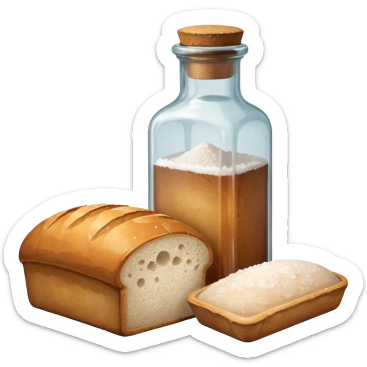 a one victorian bottle of salt and a loaf of bread sticker