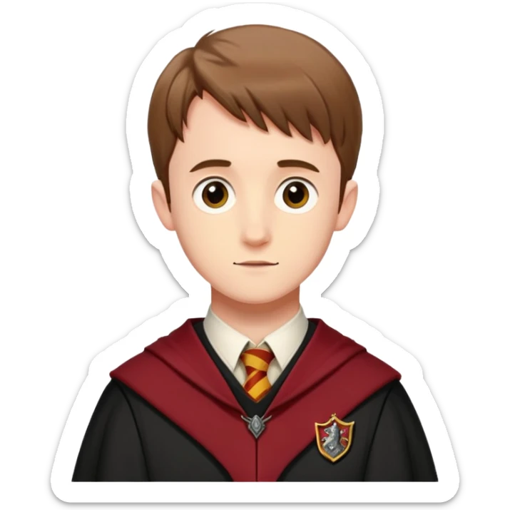 sean biggerstaff is Oliver Wood  in harry potter, wear hogwarts gryfindor uniform sticker